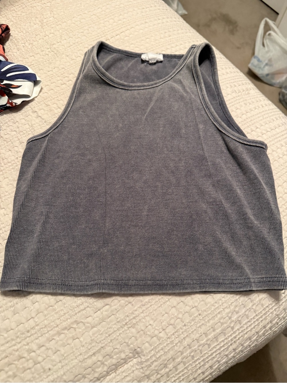 Women's Gray Ribbed Tank Top